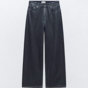 ZARA midrise loose fit foil jeans